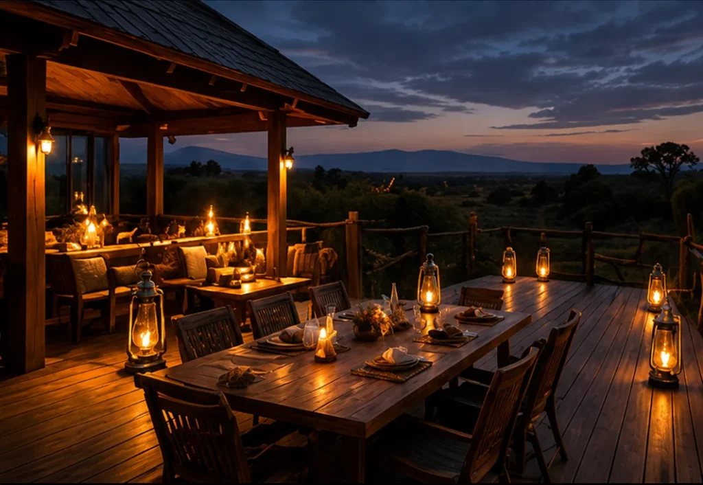 A Safari Lodge dusk setting