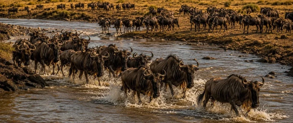 Wildebeest Migration, crossing