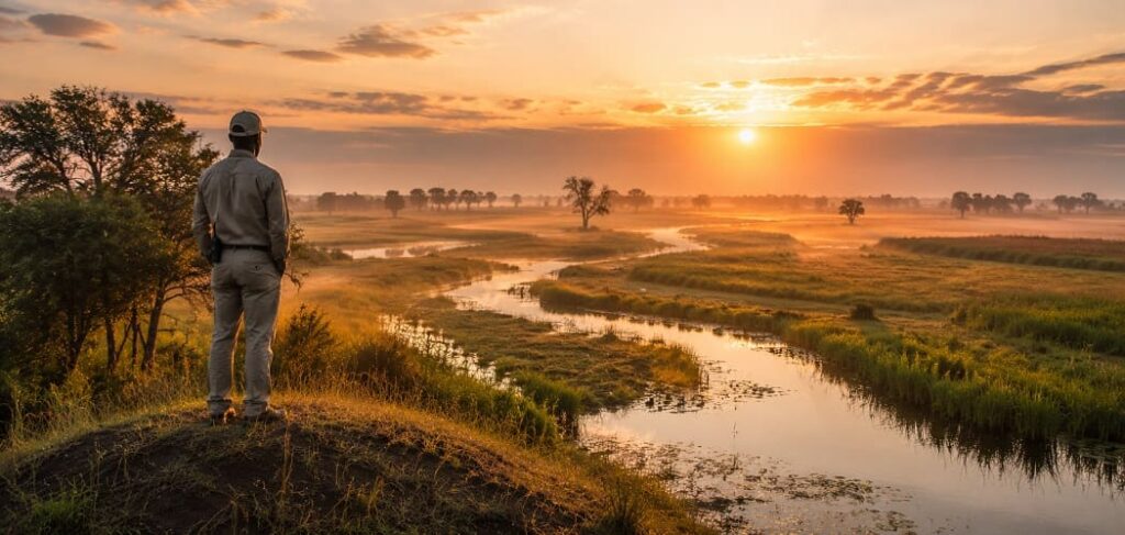 Contemplating the marsh at sunrise