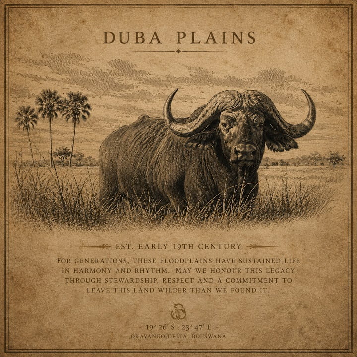 Duba Plains buffalo engraved print