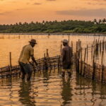fishermen with traditional fish traps in Kosi Bay
